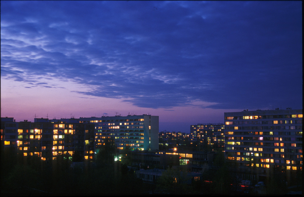 sídliště Prosek, Praha, Vysočanská, noc